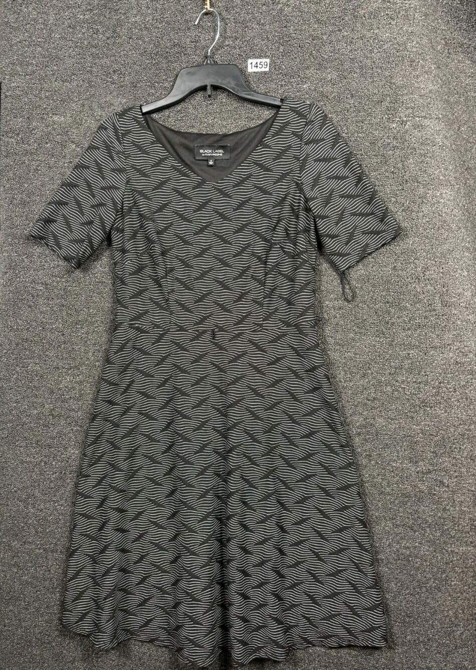 Evan Picone Black Label Sheath Midi Dress Womens Size 6 Black White Geometric